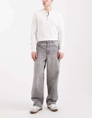 Asos Design Loose Straight Jeans In Gray