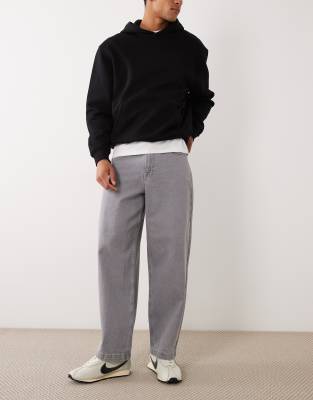 Asos Design Loose Straight Jeans In Grey