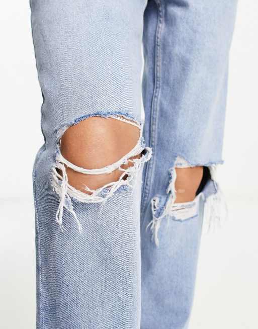 Asos Jameson High Waist Denim Jeggings In Distressed Light Wash Blue With  Ripped Knees Pale Blue, $60, Asos