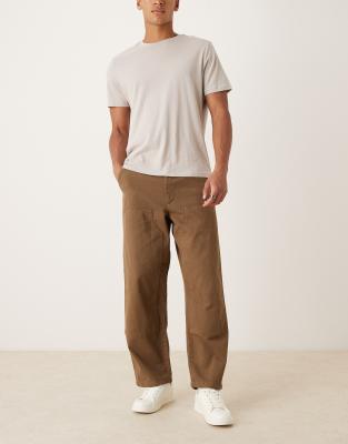 Asos Design Loose Straight Leg Carpenter Pants In Brown