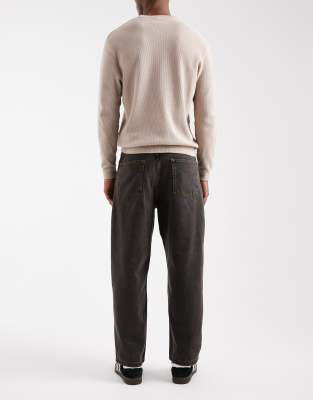 Asos Design Loose Straight Leg Jeans In Brown