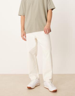 loose straight leg jeans in ecru-White