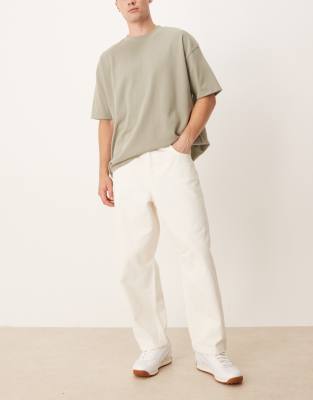 Asos Design Loose Straight Leg Jeans In White