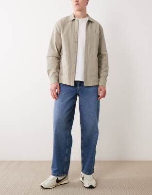 Asos Design Loose Straight Leg Jeans In Neutral