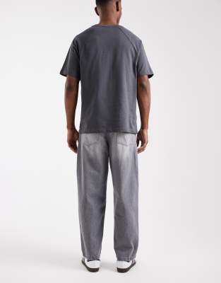 Asos Design Loose Straight Leg Jeans In Gray