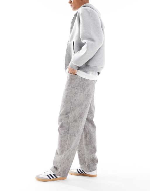 ASOS DESIGN loose straight leg jeans with camo print