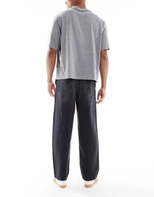 Asos Design Loose Straight Leg Jeans With Sweatpants Styling In Gold