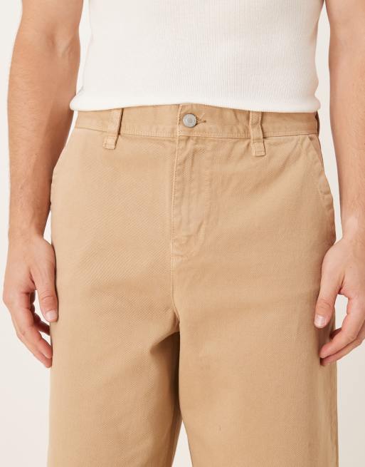 ASOS DESIGN loose straight leg pants in beige
