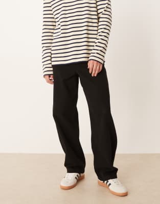 Asos Design Loose Straight Leg Pants In Black