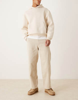 Asos Design Loose Straight Leg Pants In Neutral