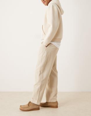 Asos Design Loose Straight Leg Pants In Neutral