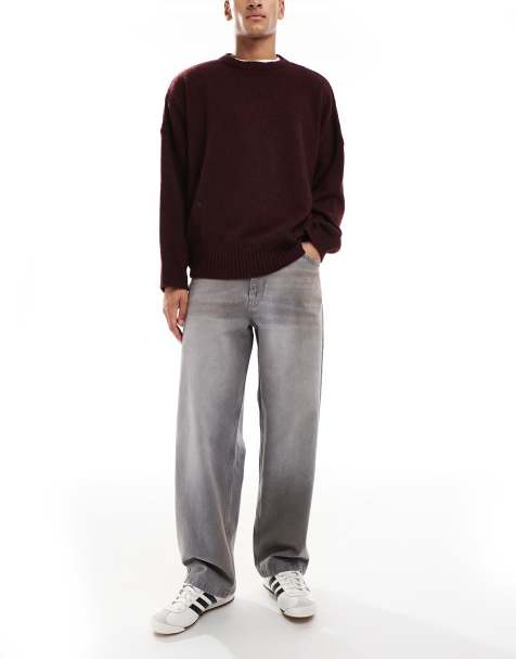ASOS DESIGN loose straight leg stretch jeans in gray wash - view 1