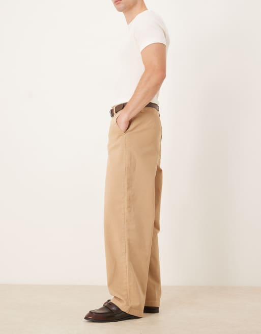 ASOS DESIGN loose straight pants in beige, 3 of 5