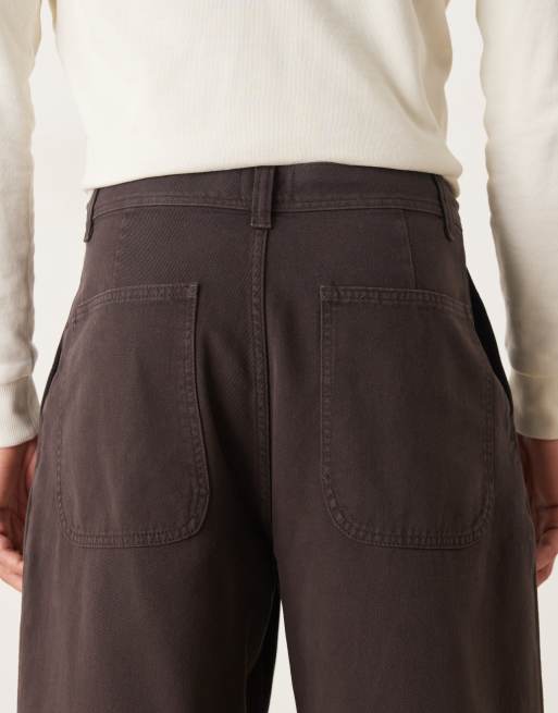 ASOS DESIGN loose straight trousers in brown with double pleats