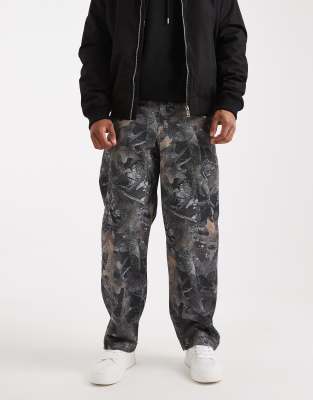 Asos Design Loose Straight Pants In Multi