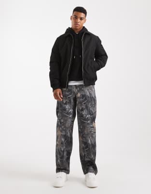 Asos Design Loose Straight Pants In Multi