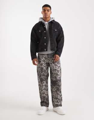 Asos Design Loose Straight Pants In Multi