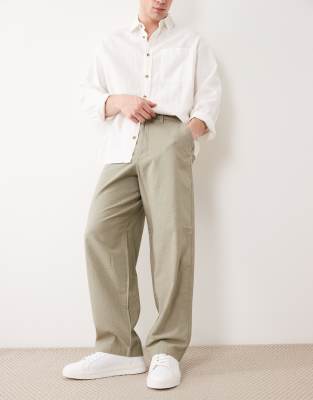 Asos Design Loose Straight Pants In Green