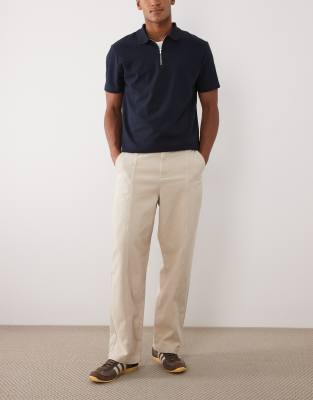 Asos Design Loose Straight Pants In Neutral