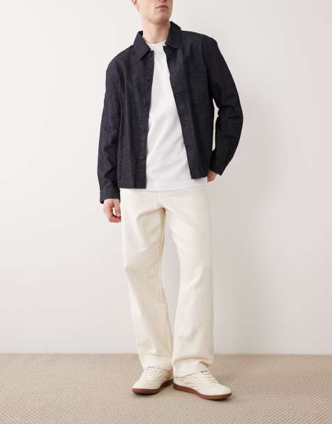 ASOS DESIGN loose straight pants on ecru with belt - view 1