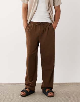 Asos Design Loose Straight Textured Pants In Multi