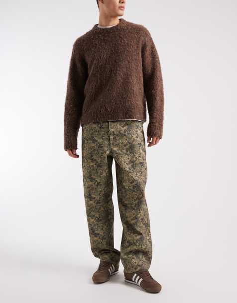 ASOS DESIGN loose straight trousers in digi camo