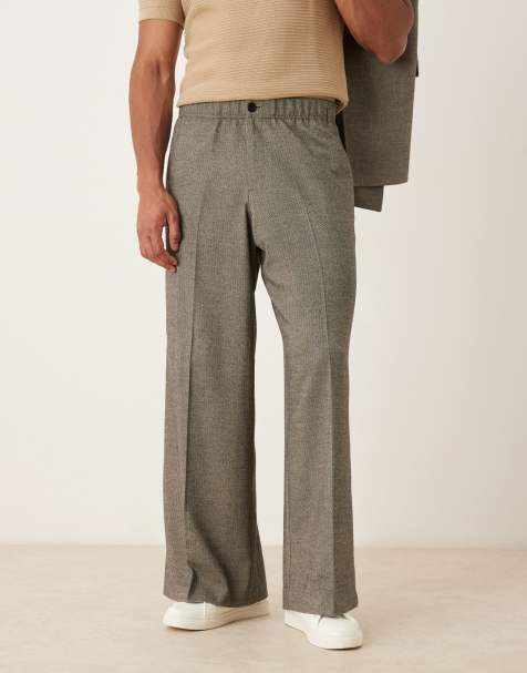 ASOS DESIGN loose suit pants in gray herringbone - view 1