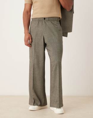 ASOS DESIGN loose suit trousers in grey herringbone