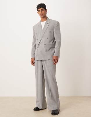ASOS DESIGN loose suit trousers in grey pinstripe