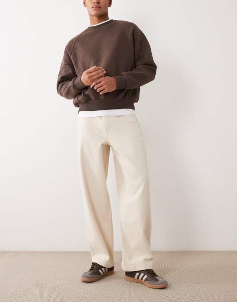 ASOS DESIGN loose textured jeans in ecru - view 1