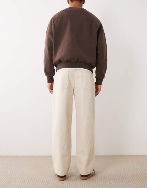 ASOS DESIGN loose textured jeans in ecru, 2 of 5