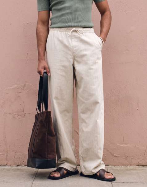 ASOS DESIGN loose trouser in stone