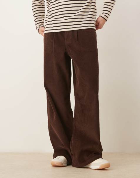 ASOS DESIGN loose trousers in brown corduroy - view 1