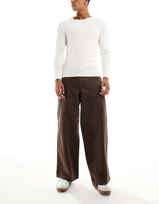 ASOS DESIGN loose trousers in brown, 2 of 5