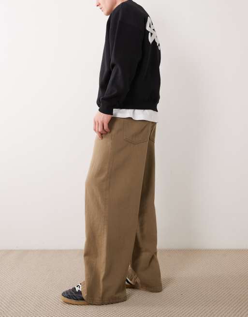 ASOS DESIGN loose trousers in brown, 3 of 5