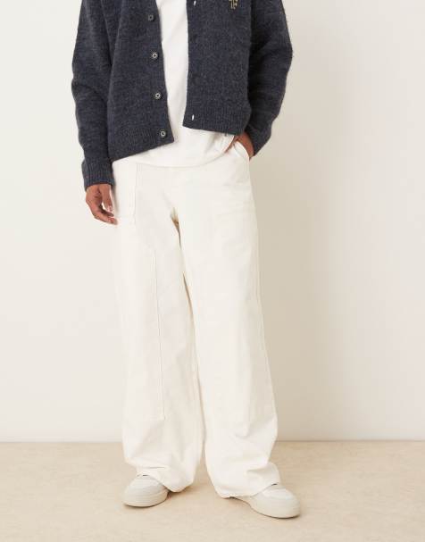 ASOS DESIGN loose trousers in ecru with carpenter details - view 1