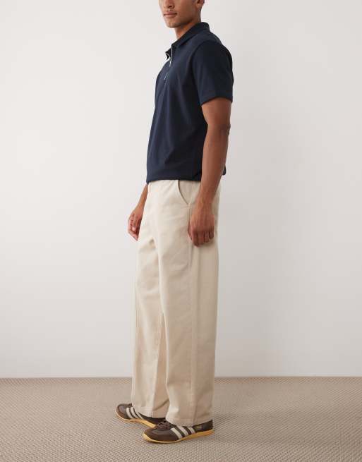 ASOS DESIGN loose trousers in stone with front seam detail, 3 of 5