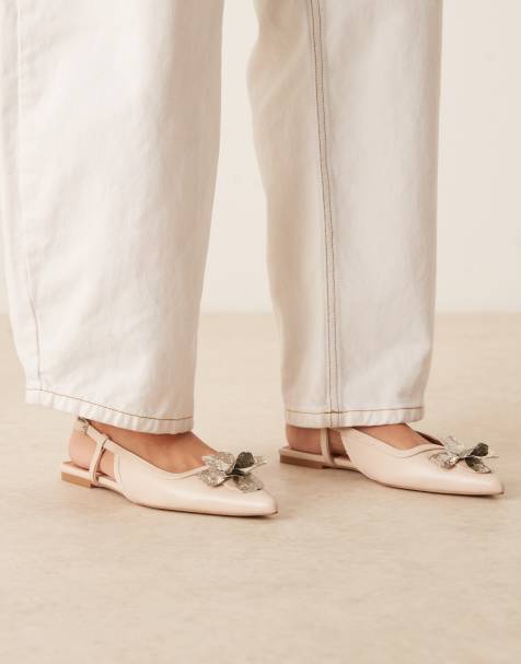 ASOS DESIGN Lore flower slingback ballet in off-white - view 1