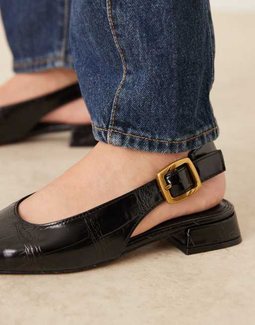 ASOS DESIGN - Loretta - Ballerine nere con cinturino posteriore e punta allungata, 4 di 4