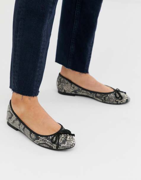 ASOS DESIGN - Loretta - Ballerines plates motif serpent avec nœud