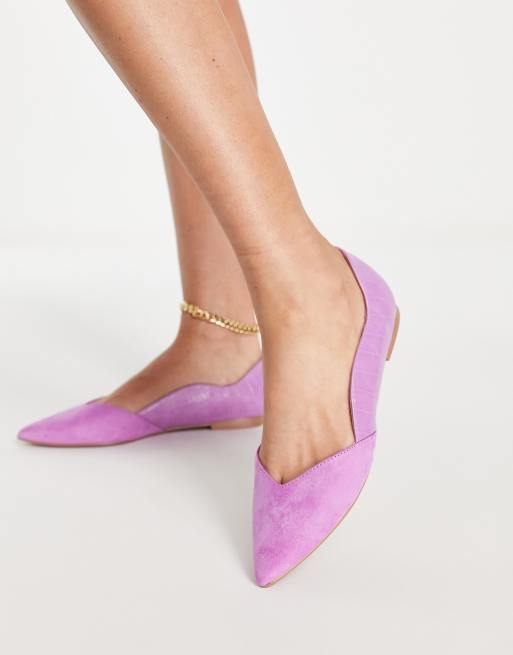 ASOS DESIGN - Loretta - Ballerines plates pointues - Violet croco mélangé