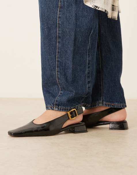 ASOS DESIGN - Loretta - Slingback ballerina's met hoekige neus in zwart - view 1