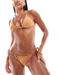 [ASOS DESIGN] ASOS DESIGN Lori 2 pack tie side bikini bottoms in animal & camel-Multi 10 Animal & Camel