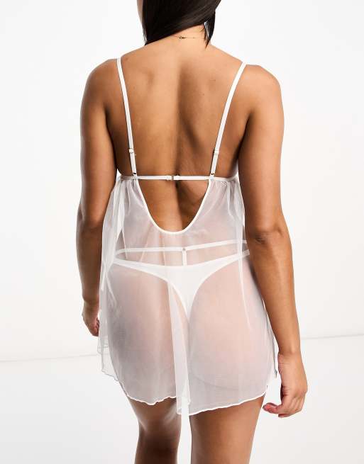 ASOS DESIGN – Lorna – Hochwertiges Braut-Negligé in Weiß mit Stickerei, 2 von 4