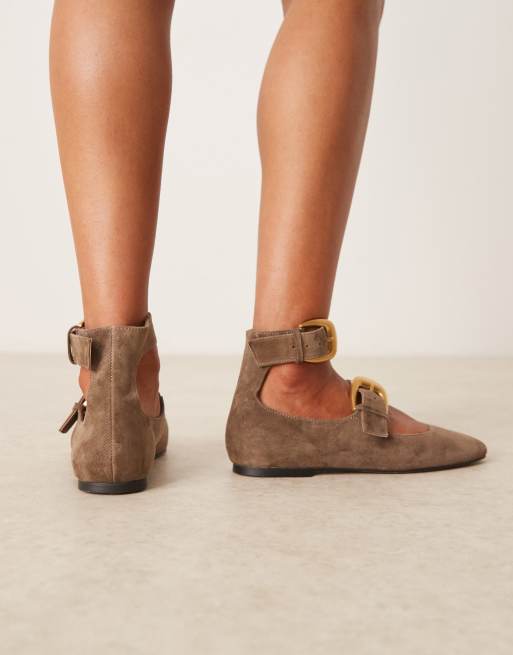 ASOS DESIGN - Lorna - Mary Jane ballerina's met oversized gesp in bruin suède, 2 van 4