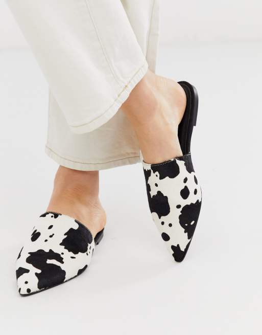 Cow print hot sale mules