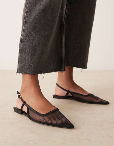 ASOS DESIGN - Lorraine - Ballerines à bride arrière en tulle - Noir - view 1