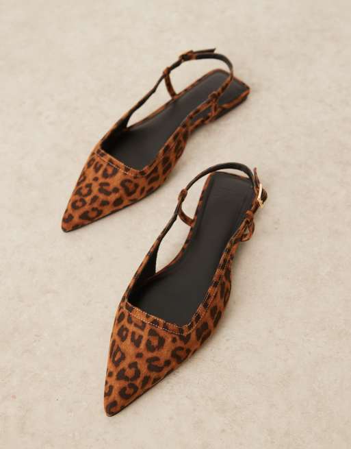 ASOS DESIGN Lorraine slingback ballet flat in leopard suedette