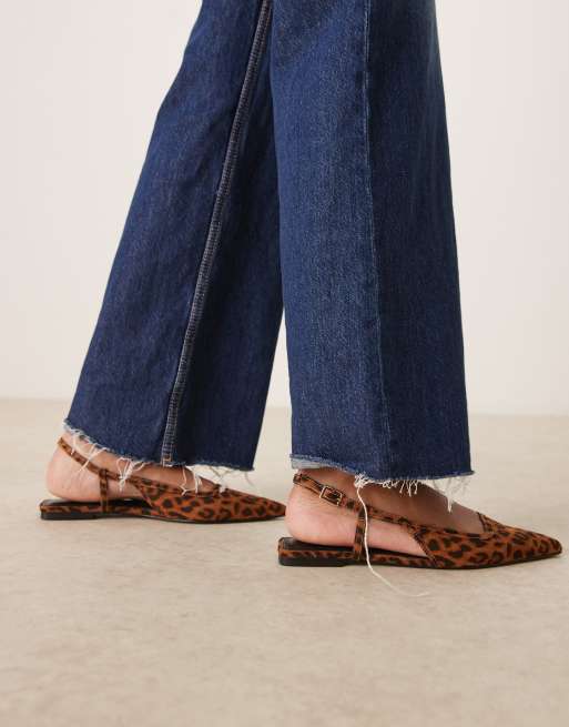 ASOS DESIGN Lorraine slingback ballet flat in leopard suedette
