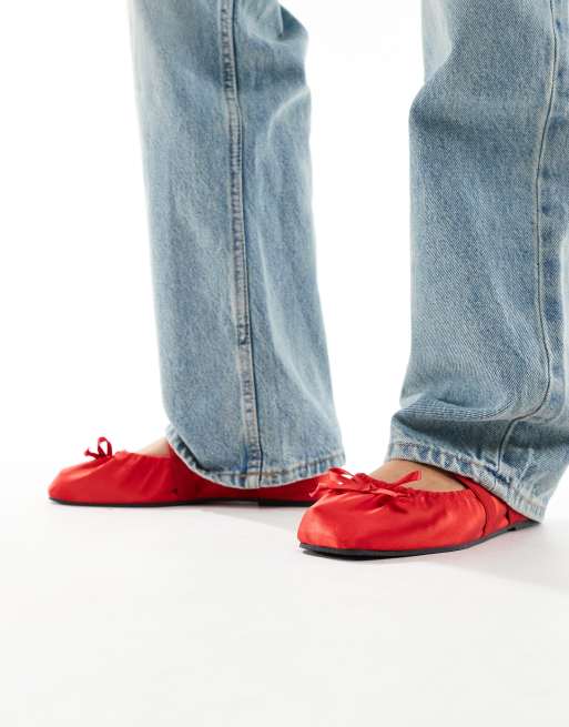 ASOS DESIGN - Los Angeles - Ballerine arricciate con fascetta elastica rosse, 4 di 4